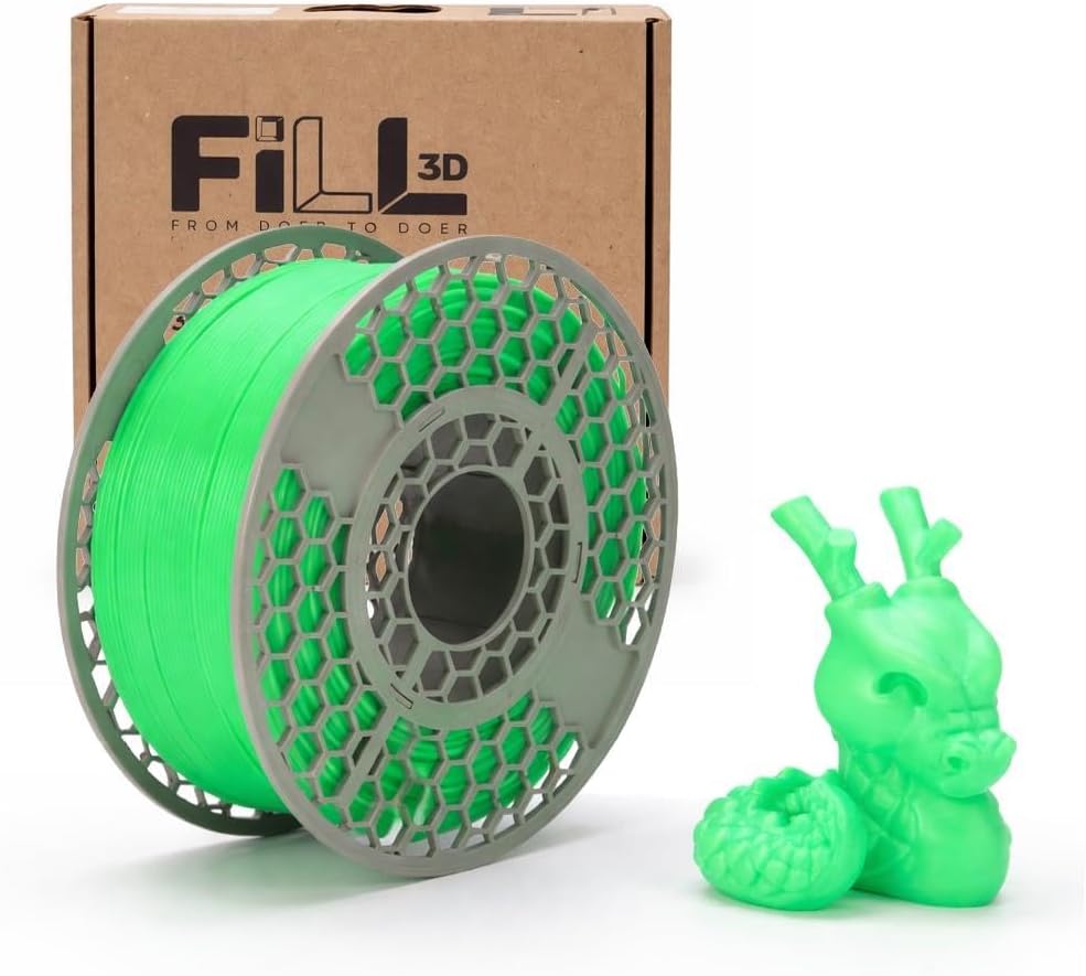 PLA Filament 1.75mm 1KG (2.2lbs) FILL-3D 3D Printer Filament, Dimensional Accuracy +/- 0.03mm, Fits Most FDM 3D Printers (Fluorescent Green, PLA Standard)