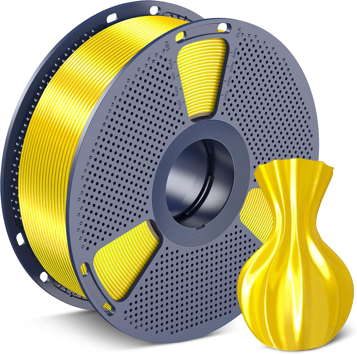 SUNLU Silk PLA Filament 1.75mm, 1KG(2.2lbs), 330 Meters, Silky Yellow